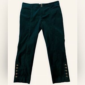 Anthropologie Womens The Essential Green Velvet Pants Button Holidays Winter 12
